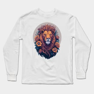 Floral Bloom Lion King Vintage Classic Style Long Sleeve T-Shirt